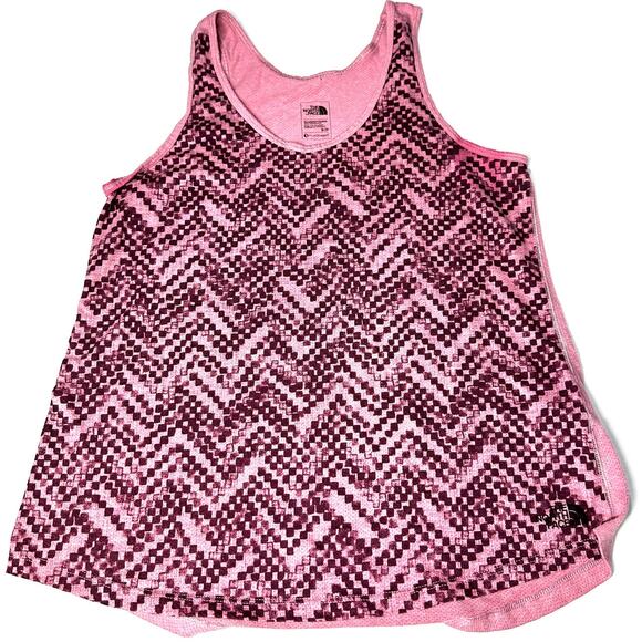 The North Face Tank Top Women Size S Pink Cotton Blend Chevron FlashDry - Picture 1 of 8